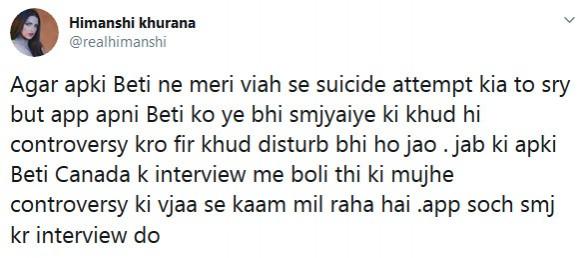 Himanshi Khurana Tweet