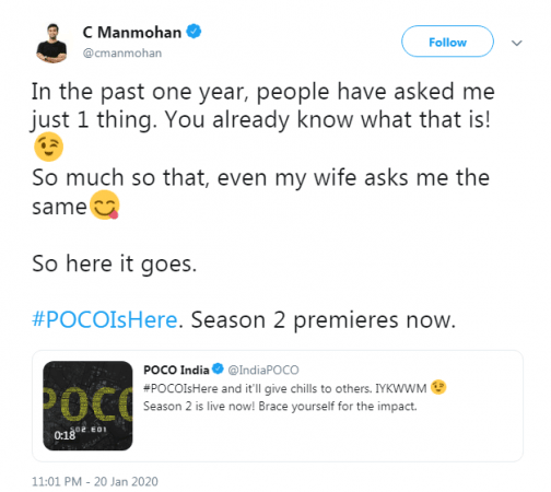 Poco F2 hints dropped Poco F2 hints dropped