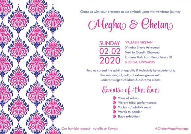 Actor Chetan and Megha's wedding invitation Actor Chetan and Megha's wedding invitation