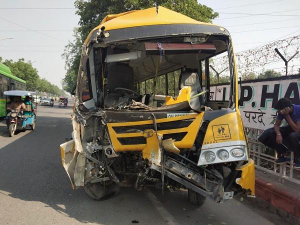 At least six children were injured in the accident. Delhi bus accident