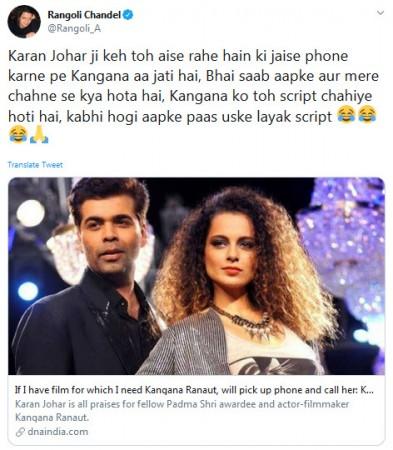 Rangoli Chandel tweet
