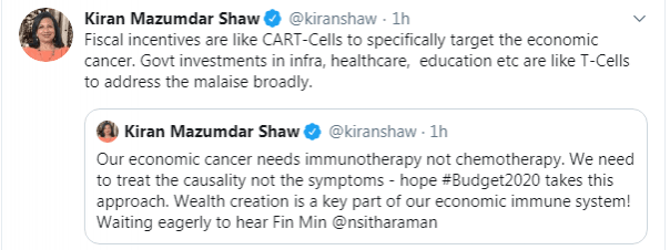 kiran mazumdar shaw tweet