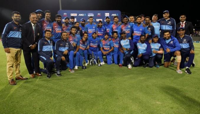 Indian T20 team after winning the series against New Zealand Indian team