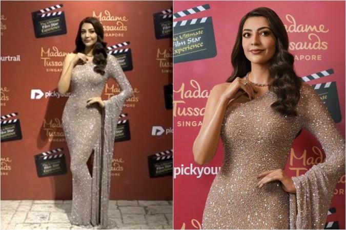 Kajal Aggarwal poses with her wax statue at Madame Tussauds Singapore