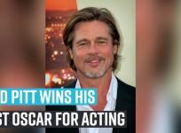 Brad Pitt wins his first oscar for acting
