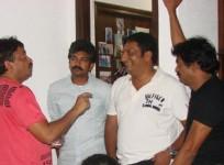 Ram Gopal Varma with SS Rajamouli, Prakash Raj and Puri Jagannadh