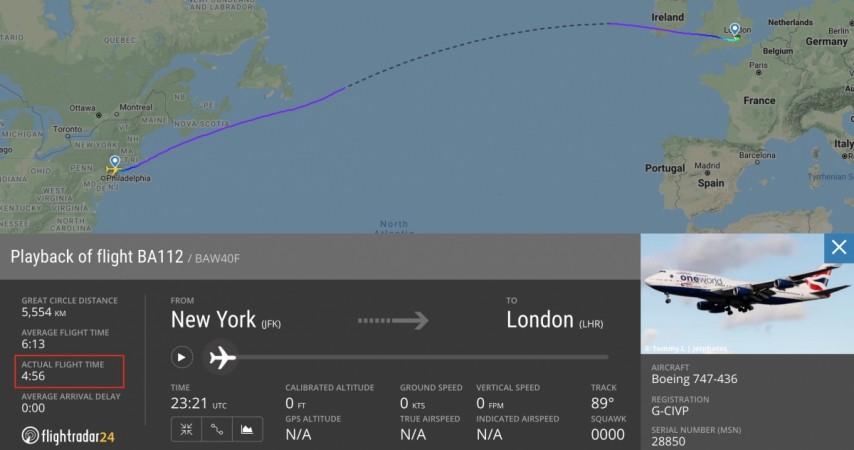 British Airways flight path British Airways flight pathway