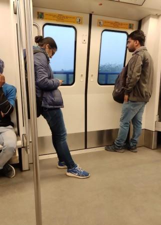The woman has shared this image on Twitter. delhi metro man flash