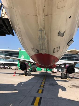 Air India A321 aircraft damaged during emergency take-off. air india