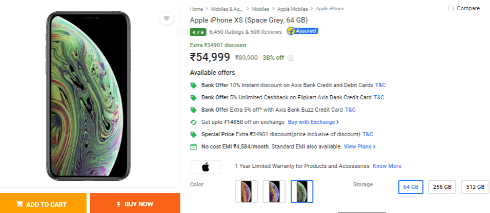 Flipkart offer on iPhone XS Flipkart offer on iPhone XS