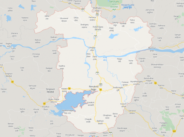 The marked area on the map shows Sonbhadra. The marked area on the map shows Sonbhadra