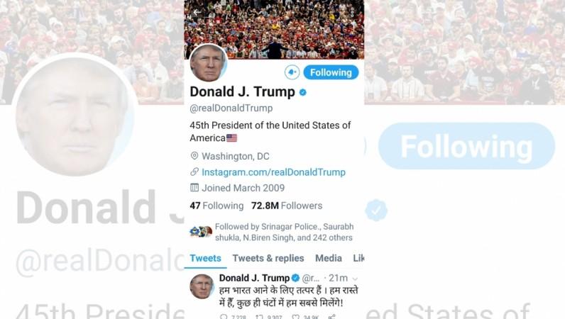 Trump took to Twitter saying he is eager to visit the India in Hindi. trump tweet in hindi