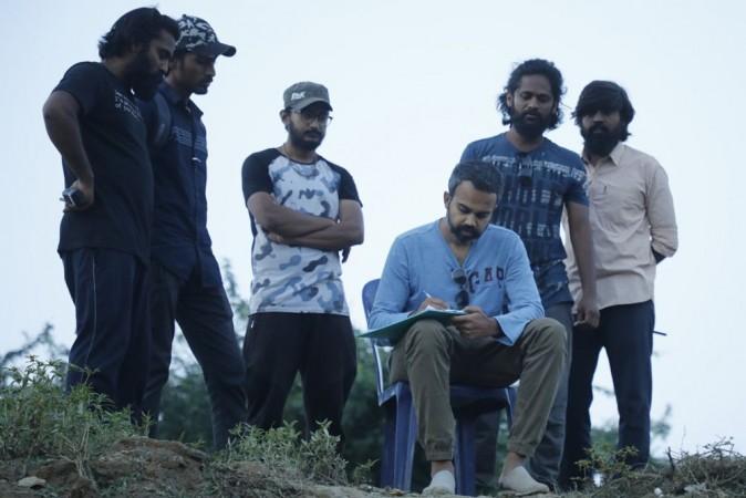 Prashanth Neel with his assistant directors on KGF 2 sets. Prashanth Neel