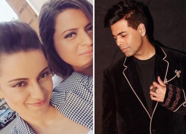 Kangana Ranaut and Rangoli Chandel with Karan Johar (Source: Twitter) Rangoli Chandel Karan Johar Kangana Ranaut