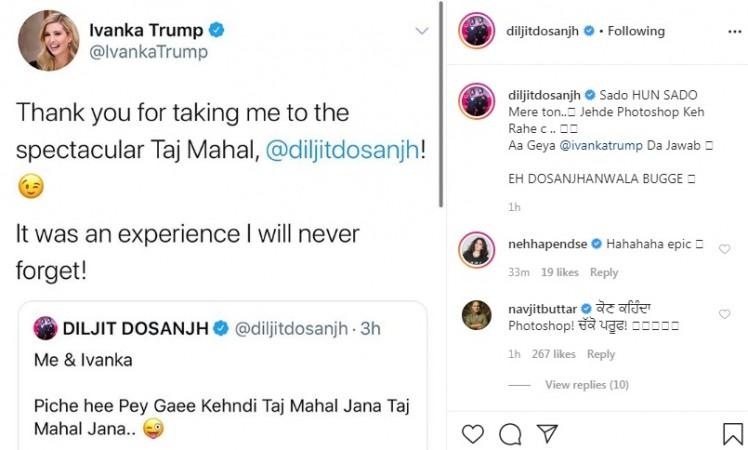 Diljit Donsajh, Ivanka Trump Diljit Donsajh, Ivanka Trump