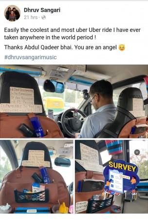 Pictures of the cab, which Dhruv Sangari, a noted Sufi singer, hired Delhi cab