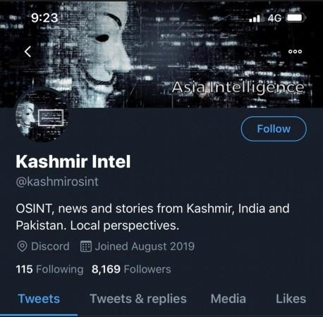Kashmirosint Twitter Handle. Image: @adityarajkaul/Twitter Kashmirosint Twitter Handle