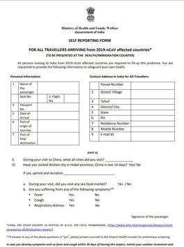 self declaration form for international passengers india