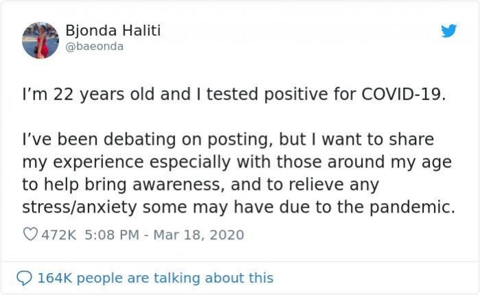 Bjonda Haliti's Tweet was shared several times Bjonda