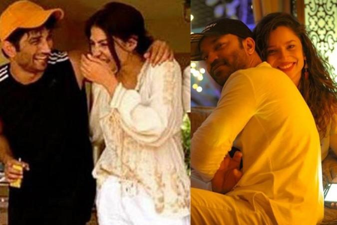 Sushant Singh with rumoured girlfriend Rhea Chakarborty (Left) Ankita Lokhande with BF Vicky Jain (Right) ankit and sushant