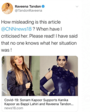 Raveena Tandon tweet