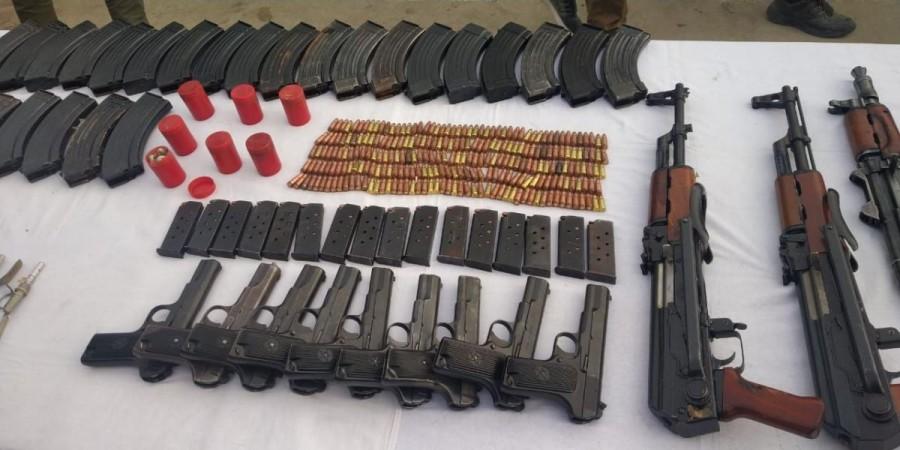 Arms and ammunition recovered from Sopore during the interrogation. File photo ARMS