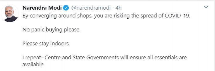 Prime Minister Narendra Modi assuring people of the availability of essentials. PM Modi