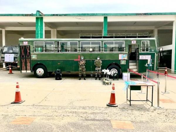 Indian Army has modified a bus for carrying patients with symptoms. Indian Army