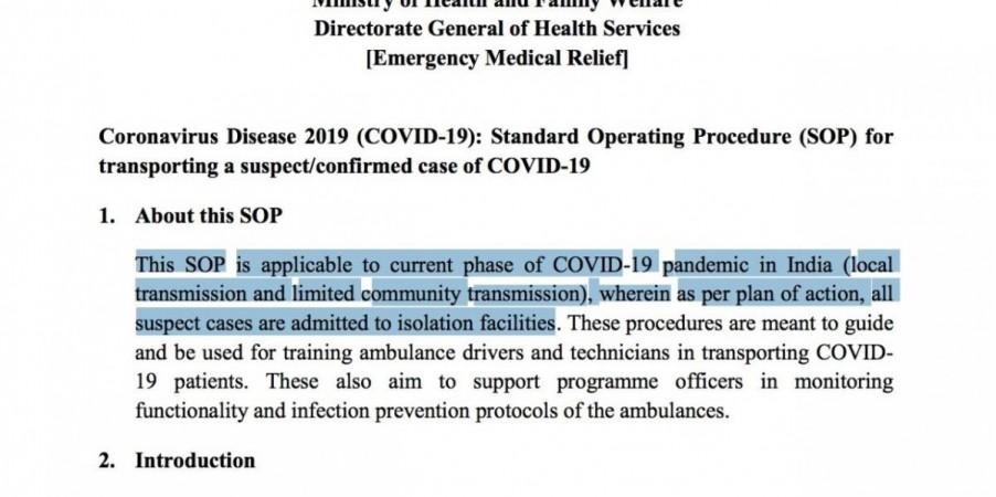 Health Ministry's SOP Health Ministry's SOP