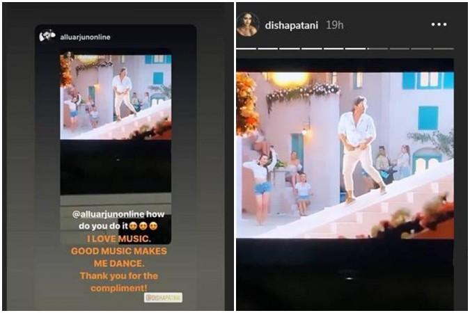 Disha Patani and Allu Arjun's Insta story Disha Patani and Allu Arjun's insta story