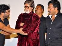 Puri Jagannadh with Amitabh Bachchan and Chiranjeevi at the premiere show of Bbuddah Hoga Tera Baap