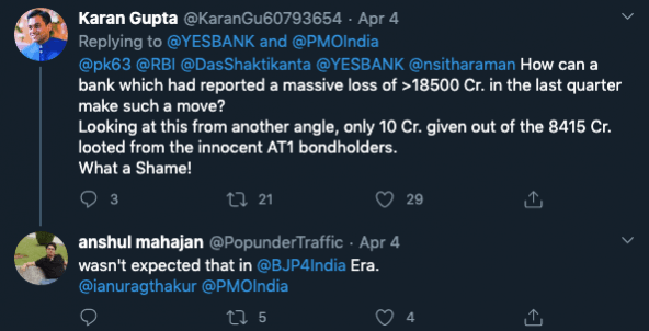 Reactions to Yes Bank tweet Reactions to Yes Bank tweet