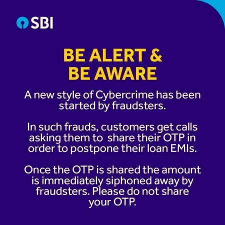 SBI issues warning SBI issues warning