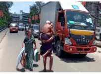 man carries his father