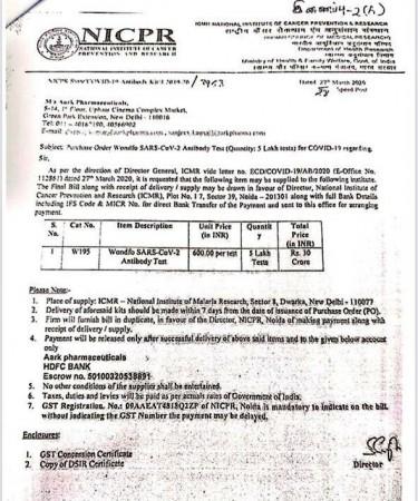 Tamil Nadu purchased COVID-19 test kits at Rs 600 per unit Tamil Nadu purchased COVID-19 test kits at Rs 600 per unit
