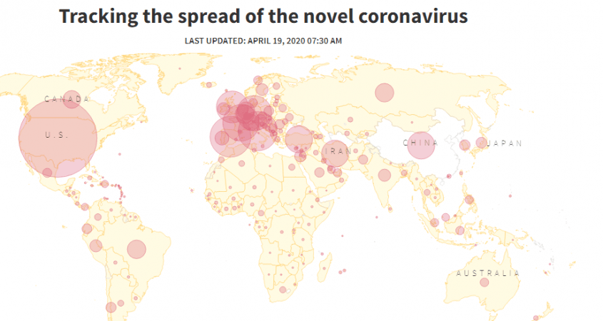 Tracking the global spread of coronavirus. coronavirus