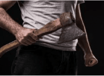 teenage boy killed by an axe. representational