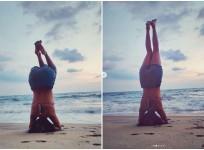 Amala Paul Doing Shirshasana