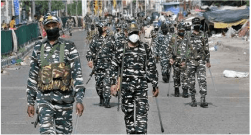 CRPF soldiers wearing masks