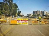 road blocked in Bengaluru
