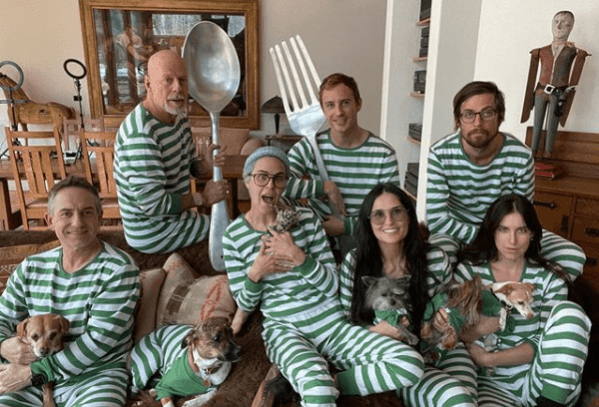 Demi Moore and Bruce Willis with family