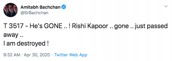 Amitabh Bachchan tweet