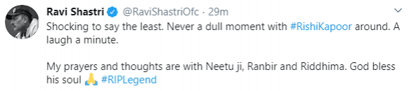 Ravi Shastri tweet rishi kapoor