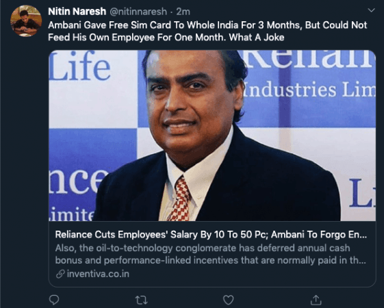 Reactions to RIL pay cut Reactions to RIL pay cut