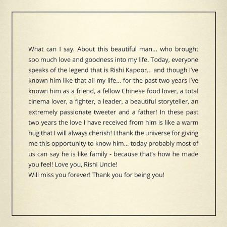 Alia Bhatt's heartfelt note on Rishi Kapoor's demise Alia Bhatt, Rishi Kapoor