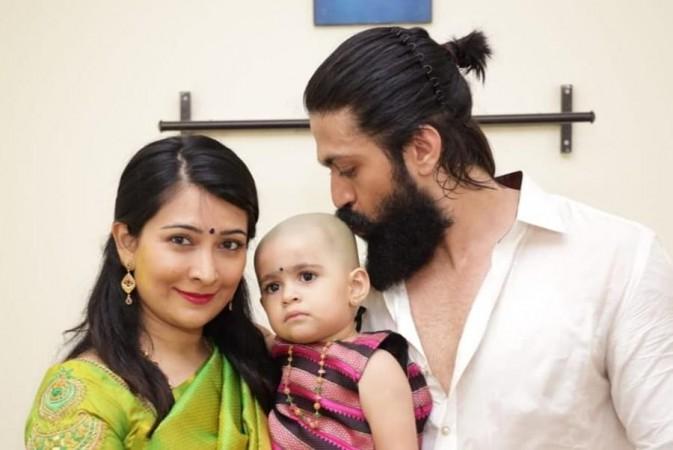 Radhika Pandit and Yash with their daughter Ayra. Radhika Pandit and Yash