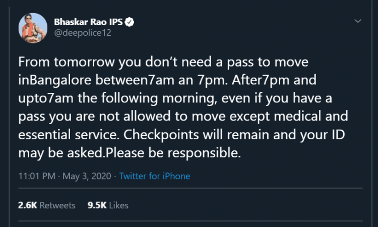 Bhaskar Rao IPS tweet