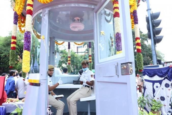 Bengaluru civic body opens hi-tech traffic monitoring booth.IANS Bengaluru civic body opens hi-tech traffic monitoring booth.