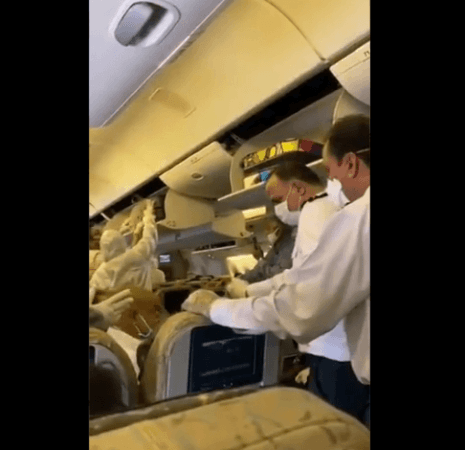 Here's a screengrab from the video. pakistani airline