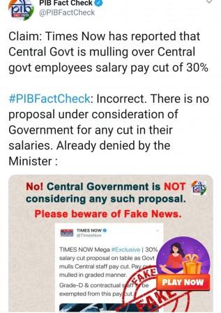 PIB's claim that the news is false pib